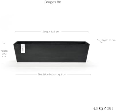 Ecopots Bruges Rectangular Flower Planter, Dark Grey, 31.5" - Image 2