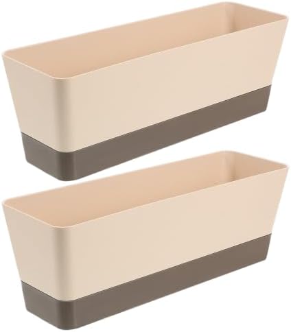 LABRIMP 2pcs Rectangular Window Sill Planter Box with Saucer and Drainage by LABRIMP