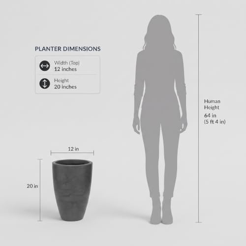 20.9" Tall Planter, Indoor/Outdoor Planter, Eco-Friendly Resin Pot, Black - Image 5