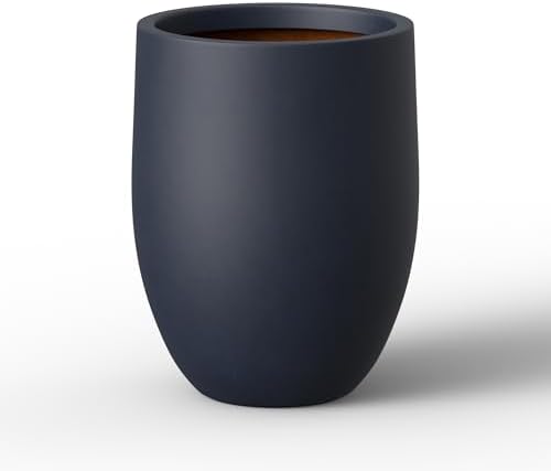 Kante 21.7 Inch Tall Concrete Planter, Large Indoor Outdoor Plant Pot with Drainage, Smooth Charcoal Finish with Painted Interior, Ideal for Porch, Home, Garden, Patio by Unknown