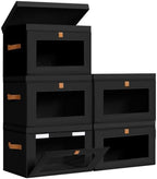 DIMJ Storage Bins with Lids - 5 Pack Large Fabric Closet Organizer with Window & Handles, Collapsible Decorative Storage Boxes for Shelves Under Bed, Books Clothes Blankets Sweaters Organization by DiMJ