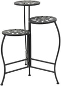 Deco 79 Metal Indoor Plantstand Folding 3 Tier Plant Shelf with Sun Face Cutouts, Plant Stand 18" x 18" x 24", Black by Unknown
