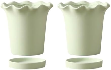 Flower pots Terracotta Planter for Indoor Handmade Plain Fired Breathable Clay Plant Pot gardenix Decor Planters(Light Green,12cm) by Unknown