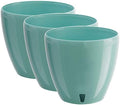 Gardenera 8.8" Deco Self Watering Pots for Indoor Plants in Jade (Set of 3) - Decorative Flower Pot with Water Level Indicator and Drainage Cartridge for All House Plants, Flowers and Herbs by Gardenera