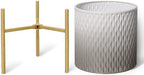 ARNIS Plants Pots with Stand,Set of 2 Flower Pots, Unique Mid Century Decorative Metal Flower Pots with Drainage,10.5&12.25 Inch, Grey and White - Image 3