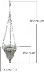 Vintage Iron Hanging Planter Basket with Chain, Rustic Distressed Metal Flower Pot Holder for Indoor Outdoor Plants, Farmhouse Hanging Wall Ceiling Decor, 17.7 Inch - Image 2