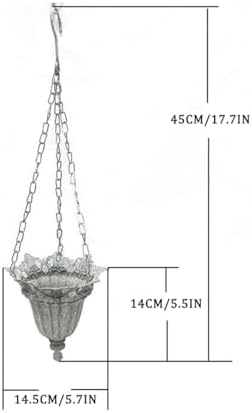 Vintage Iron Hanging Planter Basket with Chain, Rustic Distressed Metal Flower Pot Holder for Indoor Outdoor Plants, Farmhouse Hanging Wall Ceiling Decor, 17.7 Inch - Image 2