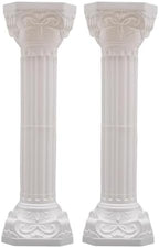 2PCS Plastic White Wedding Party Roman Pillar, Wedding Pillars, Flower Pot Columns and Pillars, Artistic Roman Column Statue Event Decor, 10.63 * 34.65in (2) by Unknown