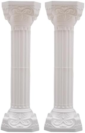 2PCS Plastic White Wedding Party Roman Pillar, Wedding Pillars, Flower Pot Columns and Pillars, Artistic Roman Column Statue Event Decor, 10.63 * 34.65in (2) by Unknown