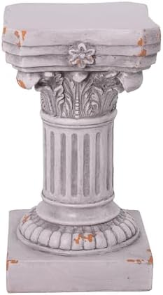 Merax 16.73" H Corinthian Pedestal Plant Stand, MGO Decorative Pedestal Side Table for Indoor Outdoor Entryway Garden Home, Antique White, No Assembly Needed - Image 6