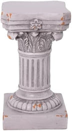 Merax 16.73" H Corinthian Pedestal Plant Stand, MGO Decorative Pedestal Side Table for Indoor Outdoor Entryway Garden Home, Antique White, No Assembly Needed - Image 6