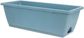 Vegetable Planter Pot with Tray 2 Sets Medium Rectangular Plastic Window Box Flower Holder Blue for Indoor Outdoor Garden Balcony by BIUDECO