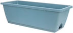 Vegetable Planter Pot with Tray 2 Sets Medium Rectangular Plastic Window Box Flower Holder Blue for Indoor Outdoor Garden Balcony by BIUDECO