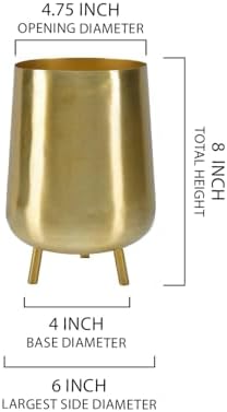 Serene Spaces Living 8" Gold Three Footed Planter, Stylish Iron Cachepot for Succulents, Cacti, Herbs, Mid-Century Inspired Indoor/Outdoor Pot, Living Room, Kitchen, Office, Made in India, Pack of 6 - Image 5