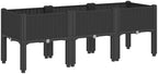 Gecheer Elevated Garden Planter Box with Legs, 47x16x17 Inch Black Raised Planter for Outdoor Patio, Durable PP Vegetable Flower Pot with Rattan Look, Easy Drainage - Image 3