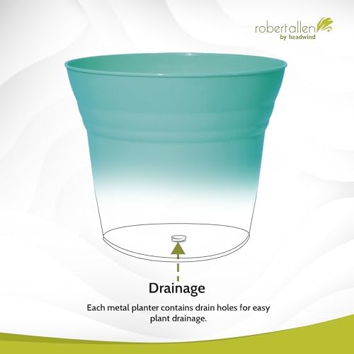 Headwind Traverse Planters – 14" 2 Pack Plastic Plant Pot in Surf Light Blue - Indoor & Outdoor Pots for Plants with Drainage - Decorative Plant Pot, Flower Pots Outdoor for Garden by Robert Allen - Image 6