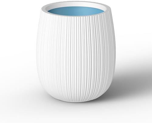 Kante Accent Round Curved White Concrete Planter 12.6" Dia, Outdoor by Unknown