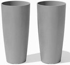 Veradek Mason Series Vega Planter - Tall Round Outdoor Planter with Shelf by VeradekOutdoor