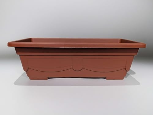 18" Inch Terracotta Style Window Box Plastic Planter - Rectangular Large Flower Boxes for Outdoor Plants, Lightweight Clay-Look, Indoor Herb Gardens & Willow Sills, Durable, Patio, Garde (6) by Unknown