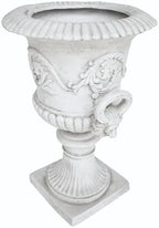 Merax 28-inch MGO Roman Garden Urn Planter, Lightweight Concrete Indoor Outdoor Flower Pot with Drainage Hole & Stopper, Stone-Look Planter for Plants, Flowers, Succulents, and Herbs, Antique White - Image 6