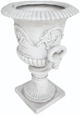 Large Antique White Magnesium Oxide Outdoor Urn Planter, Classical Style, 18.75 x 28.25 Inch (Antique White) - Image 3