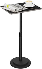 Rectangle Side Table, Height Adjustable Pedestal Stand, Black by Unknown