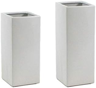 WGV Ceramic Block Vase 5" W x 12" H, (Multiple Size/Color Choices) Matte Tall Square Flower Planter Pot, Accents Home Office Tabletop Decor, Ideal Gifts White 1 Piece (CSB0512WT) - Image 4