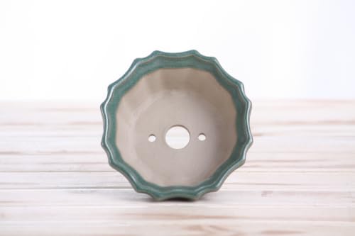 Willow Bonsai Ceramics Flower Design Bonsai Pot, 4.5inch Diameter, Plant Container, Succulant Pot, High Fired Ceramic Stoneware, Frost Proof, Handmade (Seaweed 2023) - Image 5