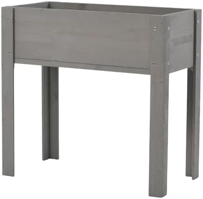 31x16x30 Raised Garden Bed with Legs, Elevated Wooden Planter Box with Liner for Flowers, Vegetable, Suitable for Outdoor, Patio, Balcony, Backyard, Grey - Image 6