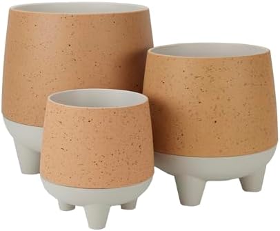 The HC Companies 6 Inch, 8 Inch and 10 Inch Orion Self Watering Planter - Lightweight Indoor Plastic Plant Pot for Herbs and Flowers, Muted Clay (3 Pack) by TheHCCompanies