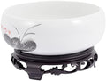 LIFKOME Large Ceramic Planter Succulent Pots with Display Base Stand Chinese Ink Painting Design Flower Vase Fishbowl Planter Round Porcelain Oriental Bonsai Pot by LIFKOME