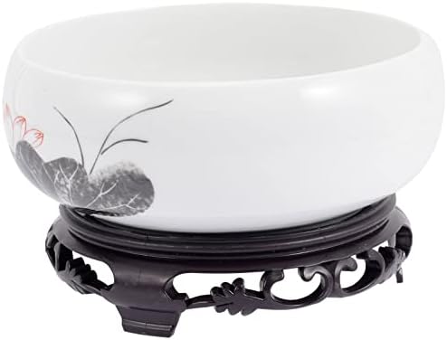 LIFKOME Large Ceramic Planter Succulent Pots with Display Base Stand Chinese Ink Painting Design Flower Vase Fishbowl Planter Round Porcelain Oriental Bonsai Pot by LIFKOME