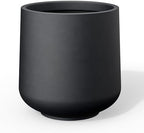 Kante Modern Home Minimalist 16.5" Dia Black Concrete Curved Planter by Unknown