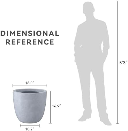 Kante Large Round Bowl Blue Gray Concrete Planter 18" Dia, Outdoor - Image 7
