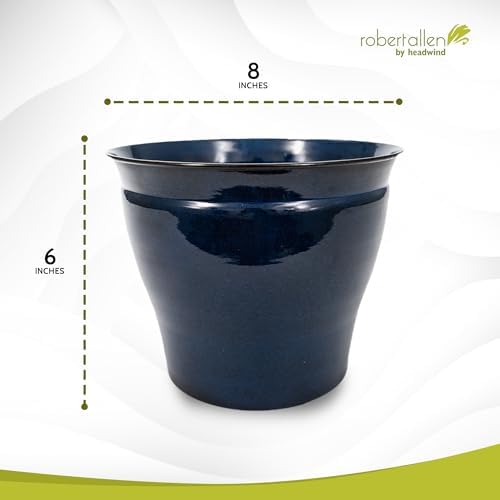 Headwind Glazed Ironstone Avery Collection Decorative Plant Pot – 10" Midnight Sapphire Glazed Decorative Pot – Lightweight & Durable Flower Pots for Indoor Plants - Outdoor Planter by Robert Allen - Image 2