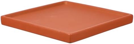 7.5 Inch Ceramic Plant Saucers, Square Flower Planter Water Trays Ceramic Plant Saucer Pot Tray -Fitting for (Outdoor/Indoors/Garden/Planting/Water/Flower/Coffee) Dark Orange by YELARXI