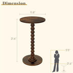 Fultyle Round Side Table, Small Drink Table for Small Spaces, Modern Accent Nightstand with Solid Wood Leg for Living Room, Bedroom, Corners, and Office (Rustic Brown) - Image 3