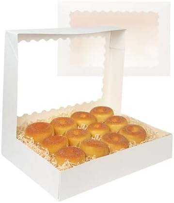 qiqee Auto-pop Up White Cookie Box with Window 14x10x2.5 inch 24Pcs Bakery Pastry Macaron Bakery Box For Packaging (Pack of 2) - Image 3