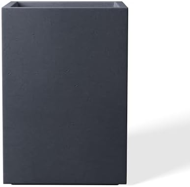 Kante Small Tall Square Charcoal Concrete Planter 13" H, Outdoor by Unknown