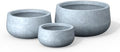 Kante Set of 3 Blue Gray Concrete Bowl Round Planters for Modern Home by Unknown