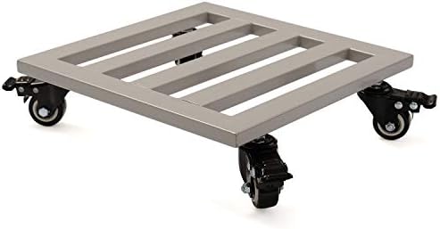 14" Metal Planter Caddy with Rolling Wheels, Square Flower Pot Dolly, Black - Image 4