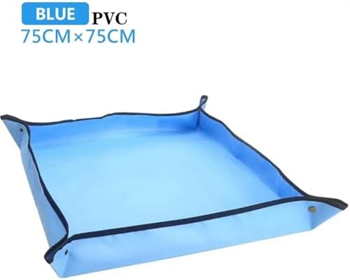 2 PCS Repotting Mat for Indoor Plant Transplanting Control Mess,Waterproof Succulent Pot Square Planting Tray Soil for Plants Transplanting(Blue,75x75CM) - Image 2