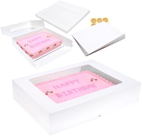 6 Pack 19x14x4 Inch Large Rectangle Cake Boxes with Cake Boards by Huoshange