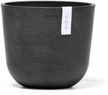 Ecopots Oslo Round Flower Planter, White Grey, 17.75" - Image 6