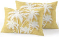 Outdoor Pillows Waterproof Set of 2, Tropical Palm Tree Patio Throw Pillows for Couch Bed Sofa with Insert, Vintage Dark Yellow Botanical Plants Decorative Travel/Reading/Camping Pillow Set 12x20 Inch by Unknown