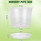 10 Inch Clear Nursery Pots with Drainage Holes and Saucers, 5 Pack Large Clear Pots for Plants Variety Pack, Seedling Pots for Succulents, Herbs, Flowers, Vegetables - Image 2