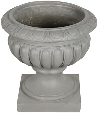 Merax 18.11" H Ornate Scrollwork Pedestal Urn Planter Weather-Resistant MGO Outdoor Flower Pot for Garden Patio and Front Porch Entrance,Gray - Image 5