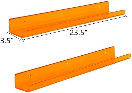 ROYALITA 2-Pack Acrylic Shelves Wall Mounted, 24 Inch Floating Shelves - Image 3