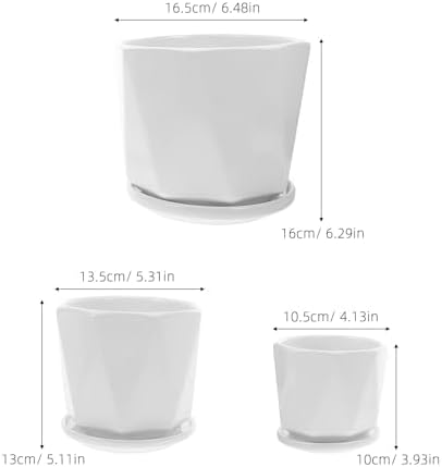 UPKOCH 1 Set Succulent Pots: Small Ceramic Planter Pots - Indoor Plant Planter with Drainage Hole & Saucers - White Flower Planter for Succulents Cactus Mini Plants - Image 2
