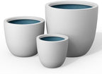 Kante 3-Pack 18" 14" 10" W Round White Concrete Planters by Unknown